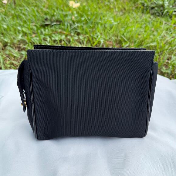 Salvatore Ferragamo Bow Vara Clutch Soft Nylon Black Small Pouch Authentic - Picture 10 of 10